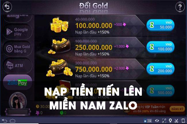Nạp tiền tiến lên miền Nam zalo