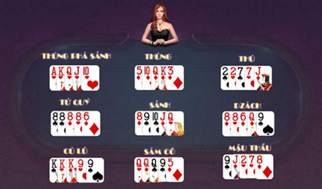 Cách sắp xếp các quân bài trong game mậu binh ăn tiền thật